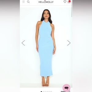 Blue halter midi dress